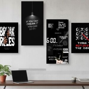 e1cdffb49422f72b87a443e7f1e24888 Set of 4 Motivational Wall Art Frames | Wooden Sticky Tiles | 8x16" & 8x11" | Easy Wall Décor | Double Tape Included