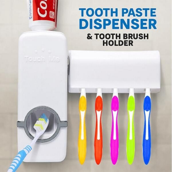 e1e00494bc88e25baf2260904271e076 Automatic Toothpaste Dispenser With Toothbrush Holder Wall Mounted Durable Hygienic And Convenient Bathroom Accessory