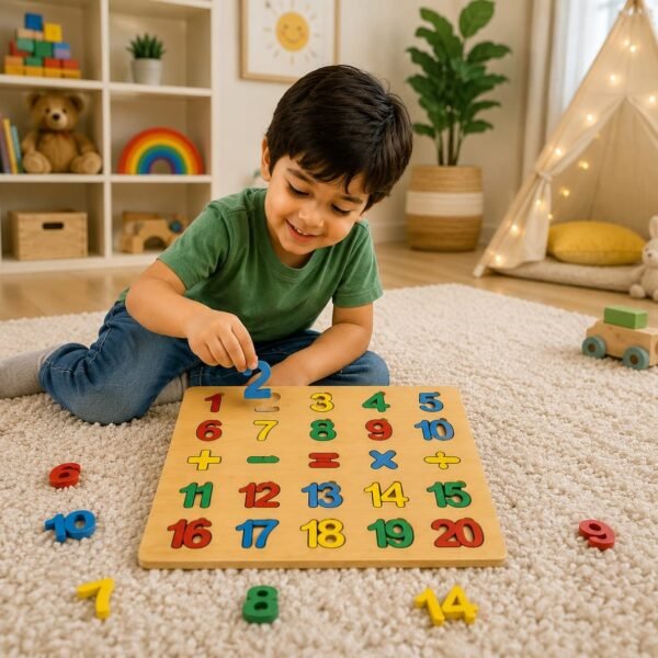 e51c0776f7600ffb450c3fb4882028a1 Math Puzzle Board Game - Educational Wooden Learning Toy Crafted From MDF Wood For Children And Mathematical Skills Development
