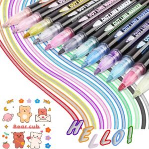e59840f44e268f7dca35a3ec36f61256 Double Line Outline Glitter Marker Pens Creative Dual Effect Writing And Drawing Tools For Art Craft And Decoration