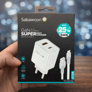 e617fa0a043b757ae4756f77ae4fa67e Sabawoon 25W GaN A+C Super Fast Charger Perfect for smartphones earbuds & tablet with Cable