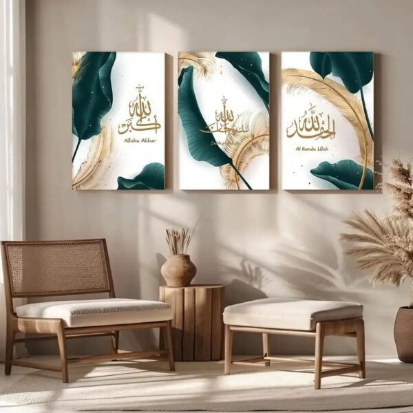 Set of 3  wall art sticky wooden canvas frames for home decore / sticky phototiles