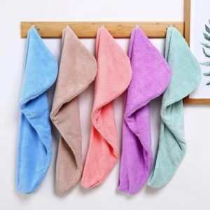 e8b164bd789497f7f0342f422e021f38 Hair Drying Towel Cap – Quick Dry, Soft & Absorbent Turban Wrap for Women | Anti-Frizz Hair Wrap Towel for Bathroom & Salon Use (Random Color)