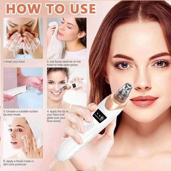 eb61cb4b68cb7c2fd7e3135db9555534 Electric Blackhead Remover | Vacuum Acne & Pore Cleaner | 5 Heads Suction Machine | Skin Care & Exfoliating Tool