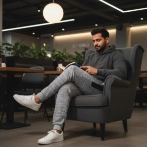 ec2b854eb524ebf2d6eec08c04146ec8 GYM KING Men’s Jogger Trousers | Premium French Terry Fabric | Stylish Grey Melange Slim-Fit Sweatpants for Gym, Sports & Casual Wear