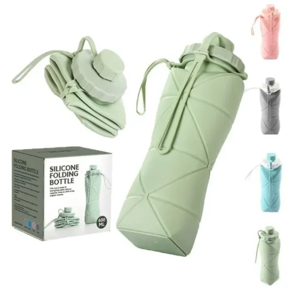 ed0cdcbb285910ecfdb612a9c7d5aa15 Silicone Folding Bottle | 600ML Silicon Foldable Bottle | Smart Travel Bottle Collapsible Design (Random Color)