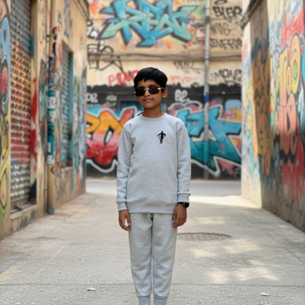 eda8a8e387a96990ae261154361853fd Boys Grey Tech Crew Neck Sweater – Soft Cotton Blend Sweatshirt | Casual Warm Long Sleeve Top for Fall & Winter FOR BABY AND KIDS