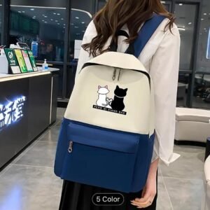 f3c270155adb8ae748bd6d02d2d0463b Cute Cat Print 4-in-1 School Bag Set for Girls – Backpack, Handbag, Crossbody Pouch, Pencil Case & Lunch Bag Stylish Combo
