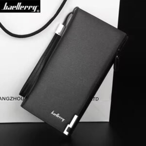 Baellerry Men's Long PU Leather Wallet Clutch with Wristlet Strap