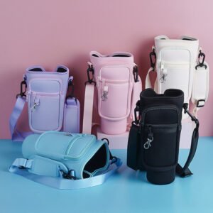 f6a52183fb0644382e54da58038f5df7 Water Bottle Carrier Bag with Phone Pocket for Stanley Quencher Cup with Handle Water Bottle Holder Pouch - For 1200 ML Bottle