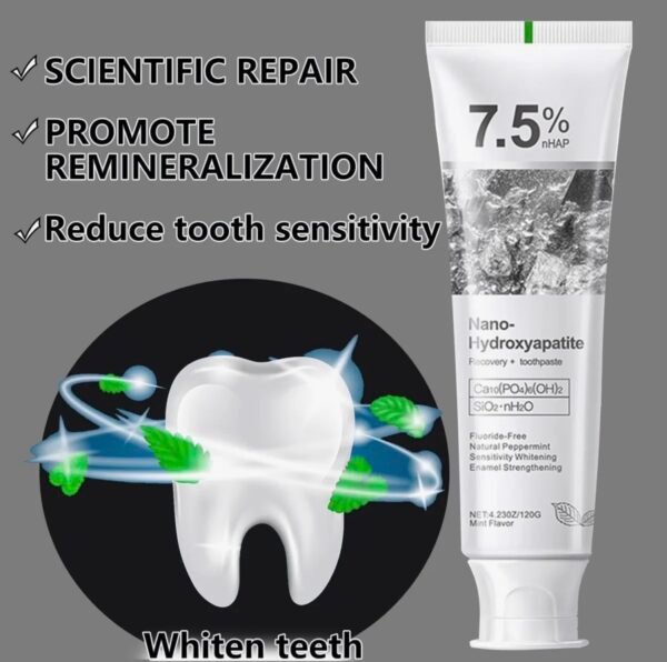 Nano Hydroxyapatite Toothpaste 7.5 Percent nHAP Teeth Repair Whitening Sensitivity Protection Gentle Daily Oral Care Solution | 80 gram