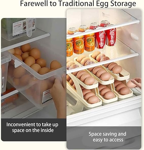 f6be62971c87ee6fefaa4b8221e5c5b7 15 Egg Storage Box Rolling Design Space Saving PP Refrigerator Organizer Multi Layer Egg Holder| Random Colour