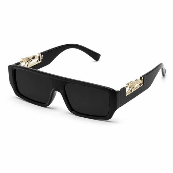 f7889bb0c14bd037222c14065ac5592d Leopard Logo Unisex Full-Rim Rectangular UV400 Sunglasses | Black Tint Lightweight Frame | Casual Street Style Eyewear
