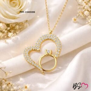 f825e88ca498d6a646b9c61214afb843 Korean Heart Locket With Ring – Elegant Golden Pendant Necklace - Sku PVT-198