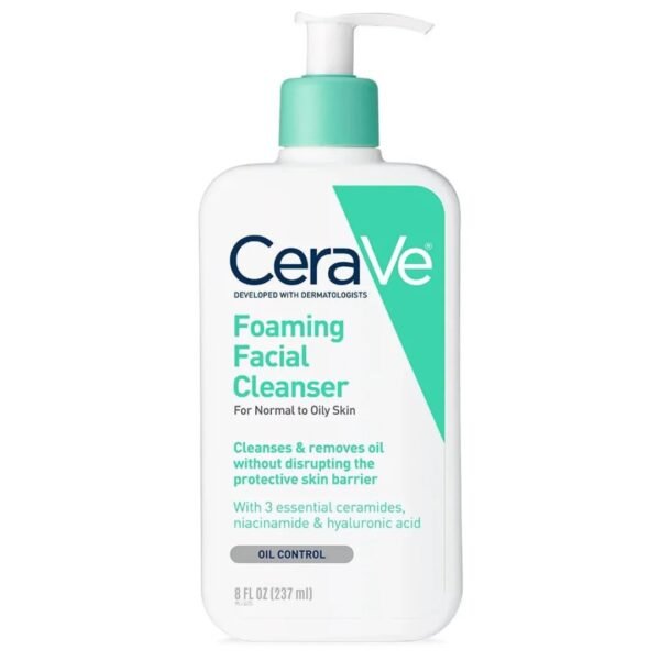 f9de7ffa01c015533787f5ada03bd4d3 CeraVe Foaming Facial Cleanser for Normal to Oily Skin – Oil Control with Ceramides, Niacinamide & Hyaluronic Acid, 237ml