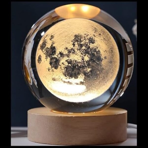fb69620464c2949b7fd54c5570ef0c9c 1 Pc USB LED Galaxy Crystal Ball Lamp | 3D Planet Moon Night Light | Bedroom & Party Home Decor | Kids Birthday Gift (Moon Shape Only)