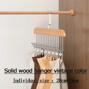 8 Hooks Multi-function Wooden Caps, Belts, Tie Hanger – Strong No Trace Storage Rack