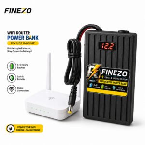 fbd246a438a4e48dfbbb621c560b0cd3 Finezo WiFi Router Power Bank 12V 6000mAh – Router Mini UPS with LED Digital Voltage Display, 5-6 Hours Backup, 0.5A & 1A, Portable WiFi Power Backup