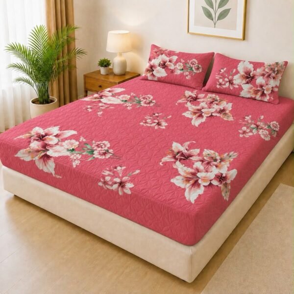 fd324bfab7473b680b919a53e3fe6228 Printed Fancy Quilted Waterproof Fitted Mattress Protector Set with 2 Pillow Covers - King Size