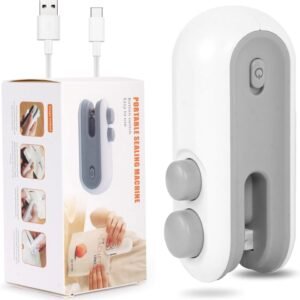 1 Pc Mini Heat Sealing Machine 2-In-1 Cutter & Sealer With USB Cable – Compact USB Rechargeable Food Bag Sealer For Snacks And Storage (Random Color)