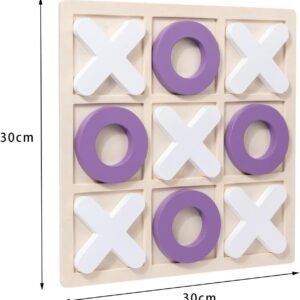 Wooden Tic-Tac-Toe Board Game – Classic XO Strategy Game for Kids, Toddlers, Preschoolers & Adults – Educational, Durable & Portable 30cm Wooden Board – Ideal Birthday Gift, Party Favour & Family Game (Random Color)