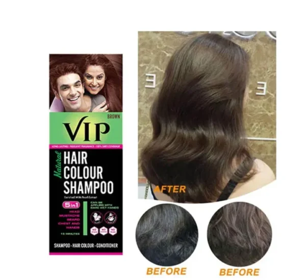 5-in-1 Hair Colour Shampoo Brown – Natural Ammonia-Free Hair Dye for Hair, Beard, Moustache & Body Hair (180ml)