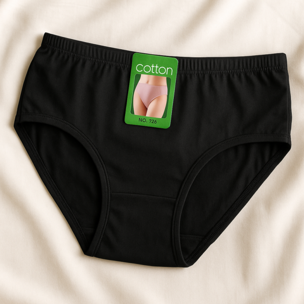 2 Pcs Women’s Cotton Plain Panties – Soft & Comfortable Underwear (Skin, Black | S/M/L)