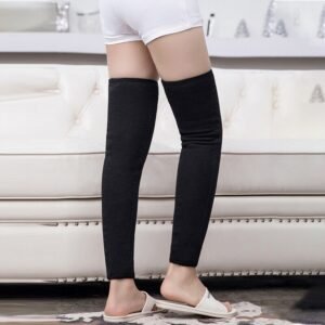 imgi_56_6ff09f3f262876548312d12aaecfe4e4 Unisex Wool Knee Length Leg Warmers – Plain Black, Comfortable & Stylish Winter Wear, Easy to Wear - Without Belt (1 Pair)