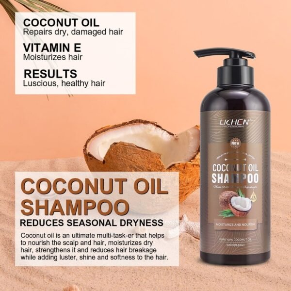 Lichen Hair Shampoo - Lichen Coconut Oil Shampoo, Sulfate Free, Paraben Free, Silicone Free, Color Safe, and Vegan Hair Shampoo - 500 ml  