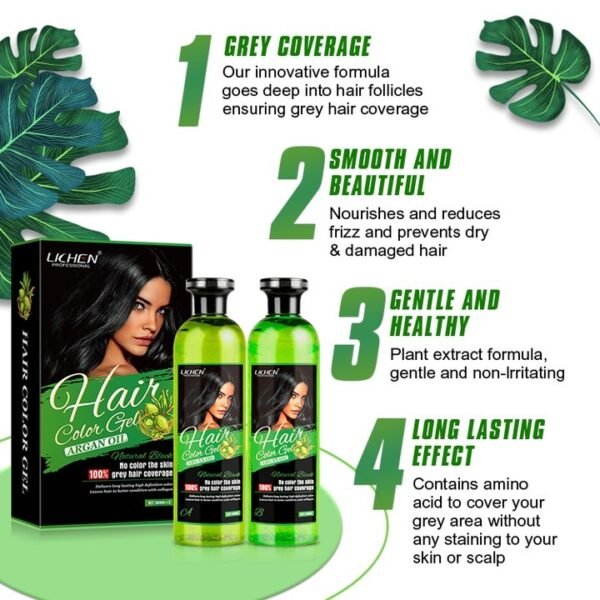 Lichen Professional Hair Color Gel – 500ML – Rich, Long-Lasting Black & Dark Brown Shades – Made in China