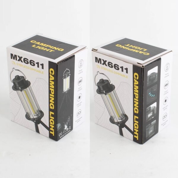 MX6611 Stepless Dimmable LED Camping Light – Portable Rechargeable Outdoor Lantern with Tripod Stand