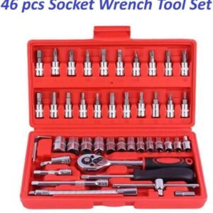 46 Pcs Socket Wrench Tool Set with Storage Case Perfect for Mechanical, Automotive, And DIY Home Repair Tasks