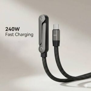 240W 2-In-1 Data Cable With Stand | 1.5 Meter C To C USB Data Cable | Fast Charging Nylon Braided Mobile Cable