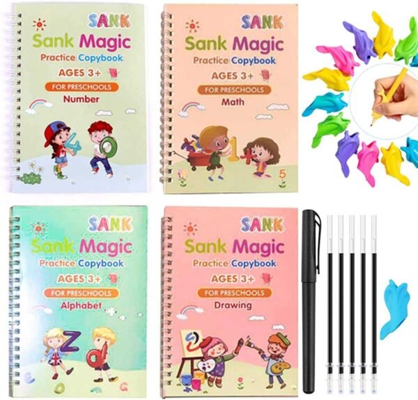 088e6454bc159020d08c6008e3dbafe7 Sank Magic Book for Kids Set Of 4 Books – Reusable Learning & Writing Practice Book | Educational Activity Book for Children