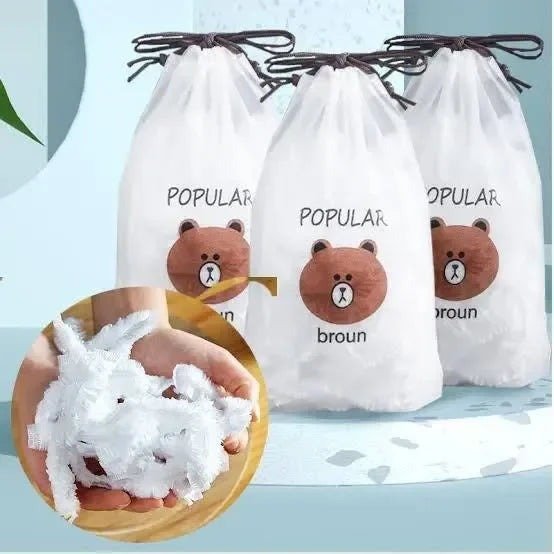 100Pcs - Disposable Food Cover Plastic Shopper Bags Elastic Bow Food Storage Wraps Fresh Keeping Bowls Plates Covers