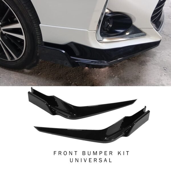 1b9a29dcd63e735f25781a5f306d12fa Universal Front Bumper Lip Corner Kit Protector Guard Splitter Fin Spoiler Canards - Glossy Black (Pair)