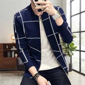 22653c4554a1eacb9ca973342b7fe820 Men's Grid Pattern Casual Jacket Stylish Grid Pattern Outerwear For Men Modern Casual Jacket
