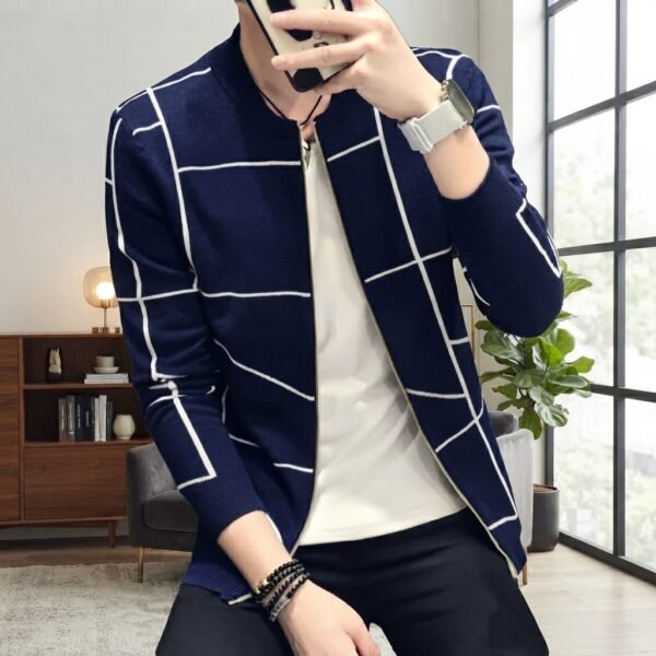 22653c4554a1eacb9ca973342b7fe820 Men's Grid Pattern Casual Jacket Stylish Grid Pattern Outerwear For Men Modern Casual Jacket