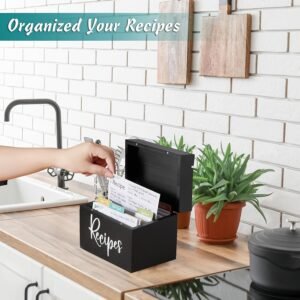 3108c1cc0dbf9db456c47c4aefb7ef5d Wooden Recipe Box with 50 Cards (Black & Brown Random Color)