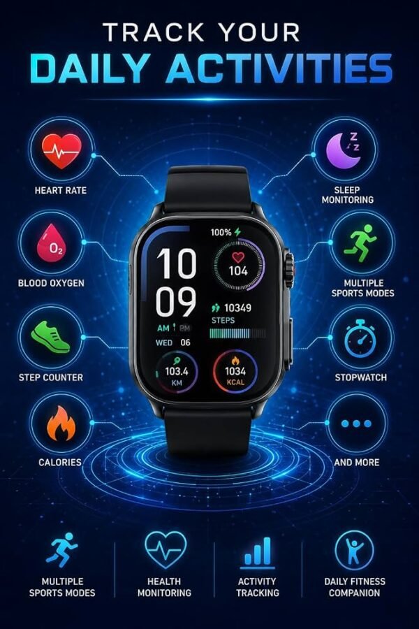 48bb6c34cebf888859966dccd3b170d6 Ultra 3 Pro Smart Watch with 7 Strap Combo | Bluetooth Calling Smartwatch for Men & Women with Fitness Tracker, Heart Rate Monitor & Wireless Charging.