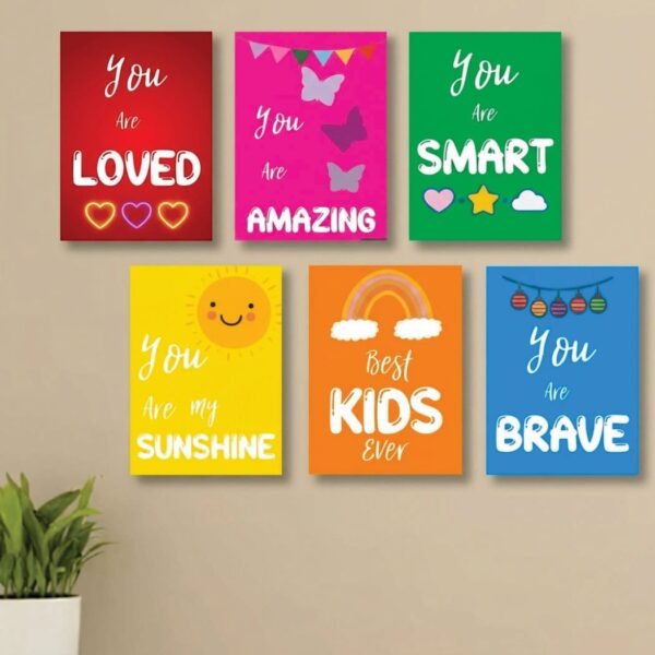Set of 6 Motivational Wall Art Frames for Kids Room