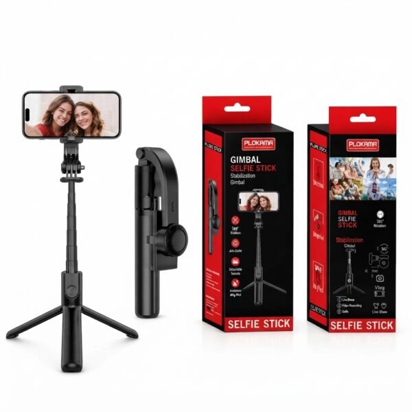 4ff75d852453d4be137fc6825b78c02a PLOKAMA P66 Gimbal Selfie Stick Three In One Stabilizer And Tripod Stand