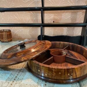 Beautiful Wooden Dry Fruit Pot With A Glass Top Lid