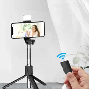 593169e2418eb95b8c9d5cac64960946 R1S 3-in-1 Selfie Stick Tripod with LED Light & Bluetooth Remote
