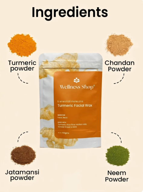 Turmeric Facial Wax - 5 Minutes Painless Herbal Wax Powder 100g