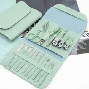 5e1160c4c6a27db5c9611b271072e802 16 in 1 Nail kit Manicure Cutters Nail Clipper Set Household Stainless Steel Ear Spoon Nail Clippers Pedicure Nail Scissors Tool Set (Random Color)