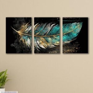 65bb4084596b9a8b6d63e9f2d76e9f79 Set of 3 Elegant Feather Wall Art Frames - MDF Board