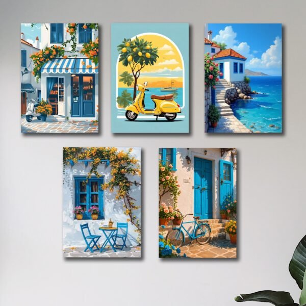 Vintage Mediterranean Wall Art – Set of 5