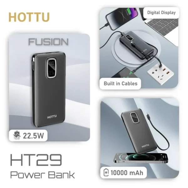6fa77aaf1dd56b71efff488e1192ce84 HOTTU HT29 Power Bank – 10000mAh, 22.5W Fast Charging & Built-in Cables (Fusion Series)