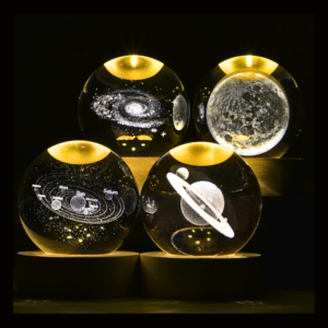 88f84a1fdba4e3befae0509e8662bc05 1 Pc USB LED Galaxy Crystal Ball Lamp | 3D Planet Moon Night Light | Bedroom & Party Home Decor | Kids Birthday Gift (Random Design)